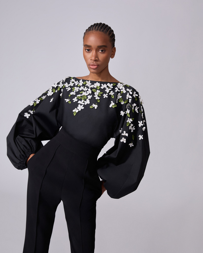 CAROLINA HERRERA Floral-Embroidered Boatneck Shirt outlook