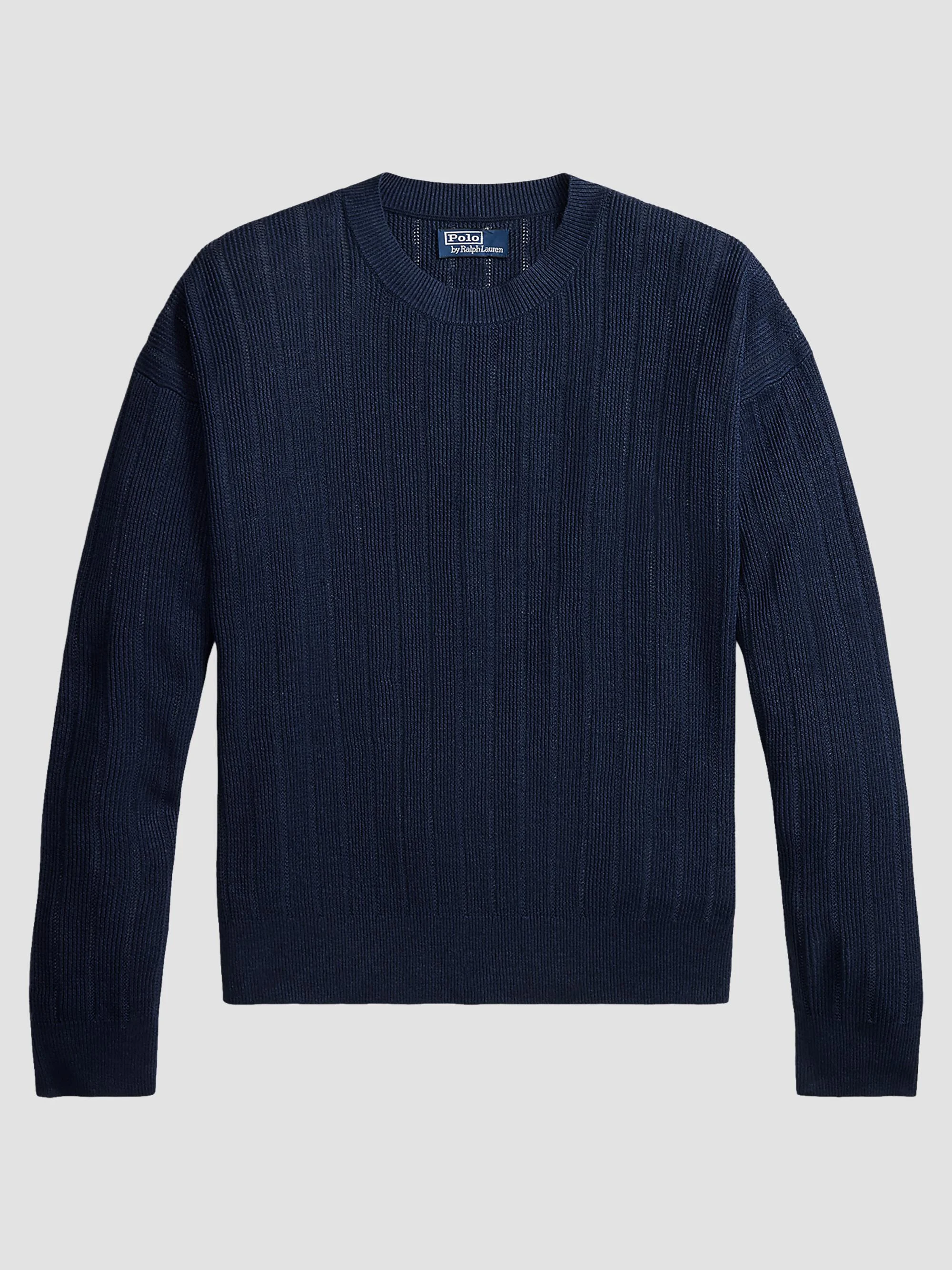 Men's Linen Rib-Knit Crewneck Sweater - Newport Navy - 1