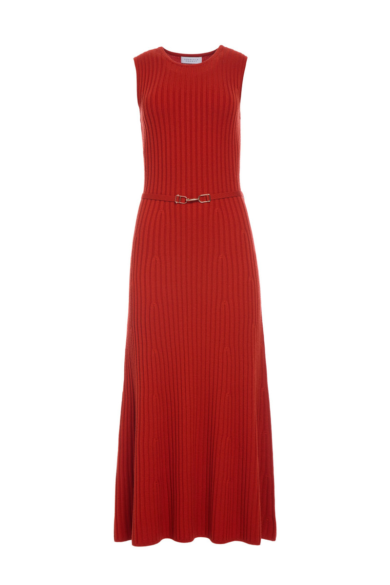 Meier Knit Midi Dress in Antelope Orange Merino Wool Cashmere 1