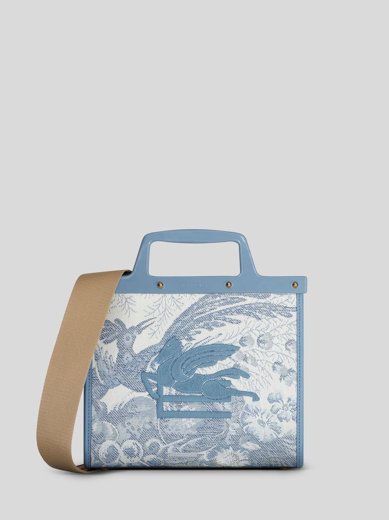 MEDIUM DENIM JACQUARD LOVE TROTTER BAG 1