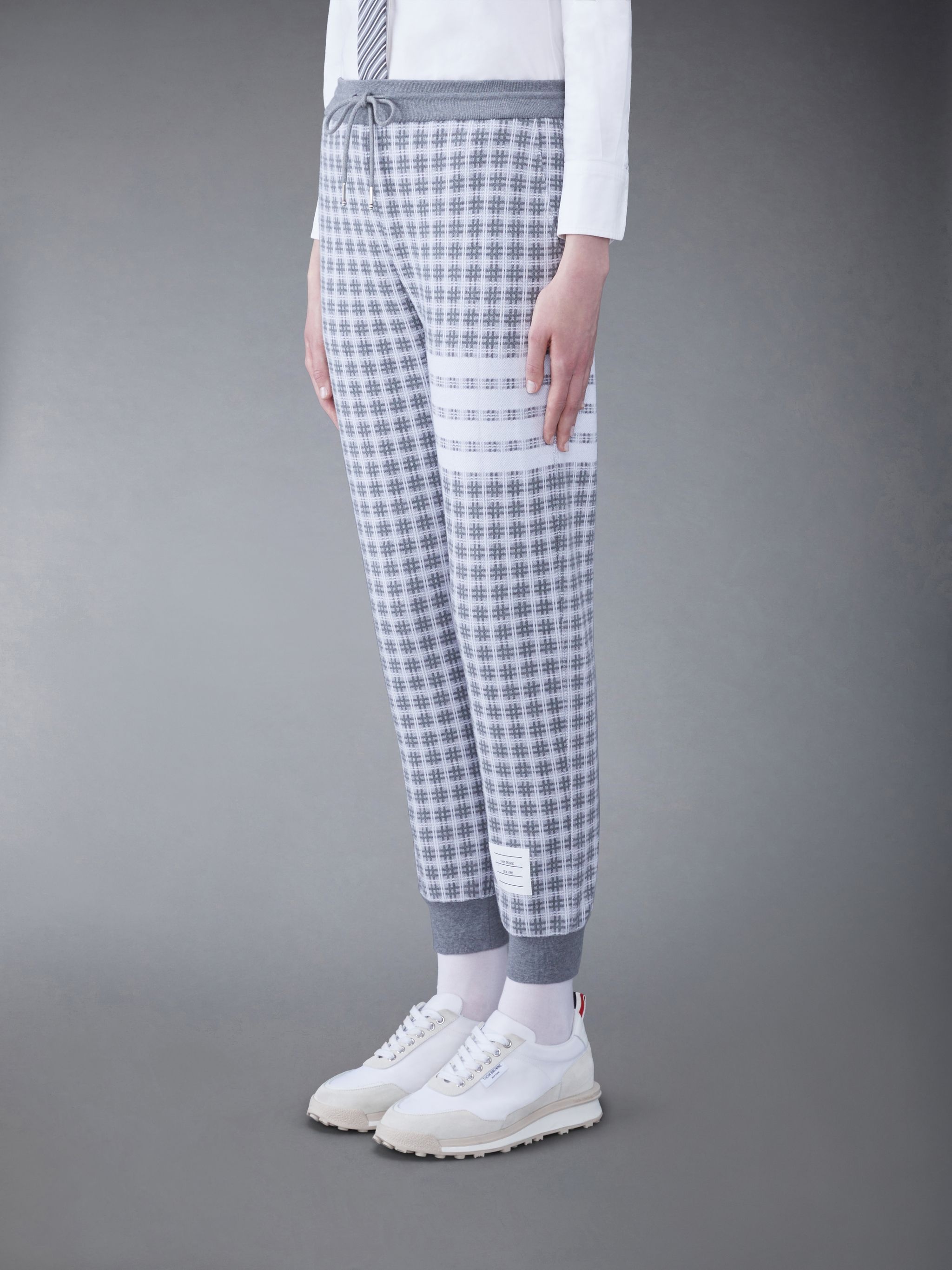 checked jacquard track pants - 2