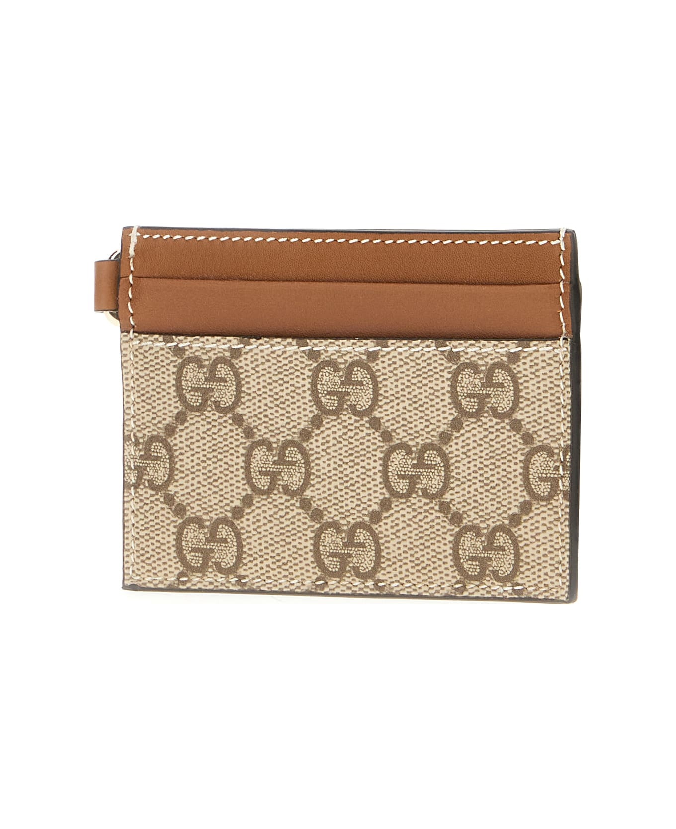Leather And Gg Supreme Fabric Card Holder - 2