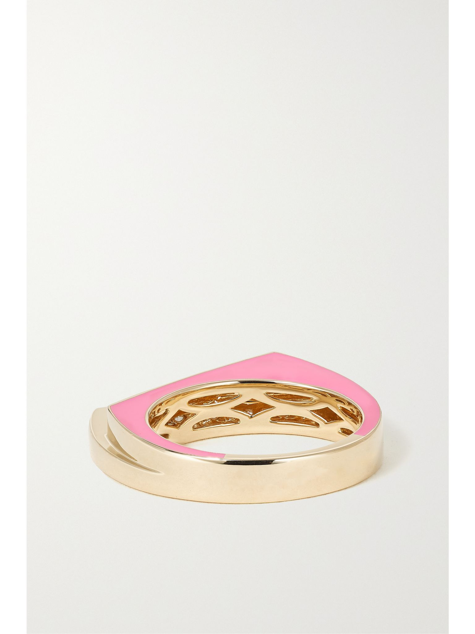 Handcuff 14-karat gold, diamond and enamel ring Pink - 3