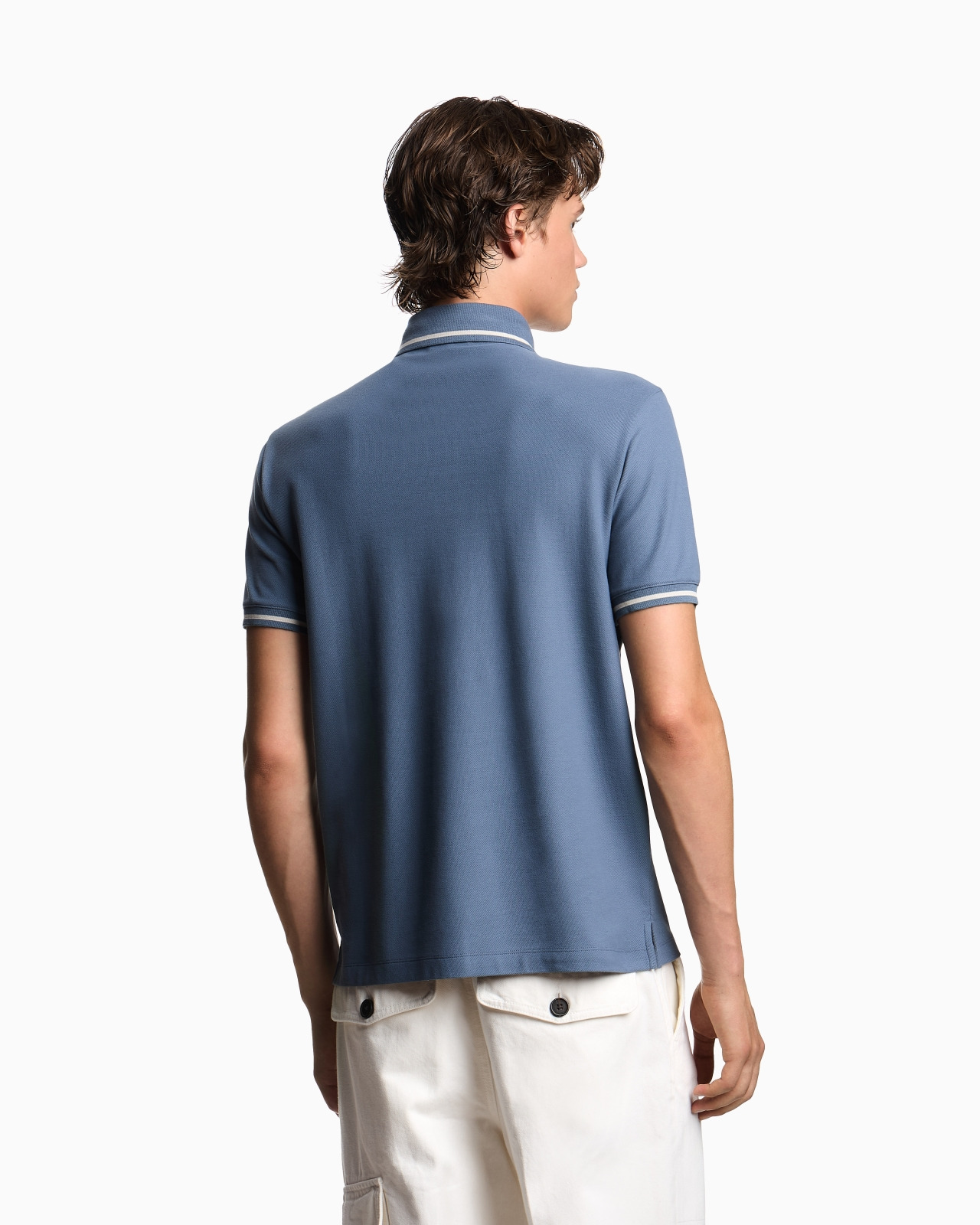 PIQUÉ POLO SHIRT WITH MICRO EAGLE EMBROIDERY AND TRIM - 3