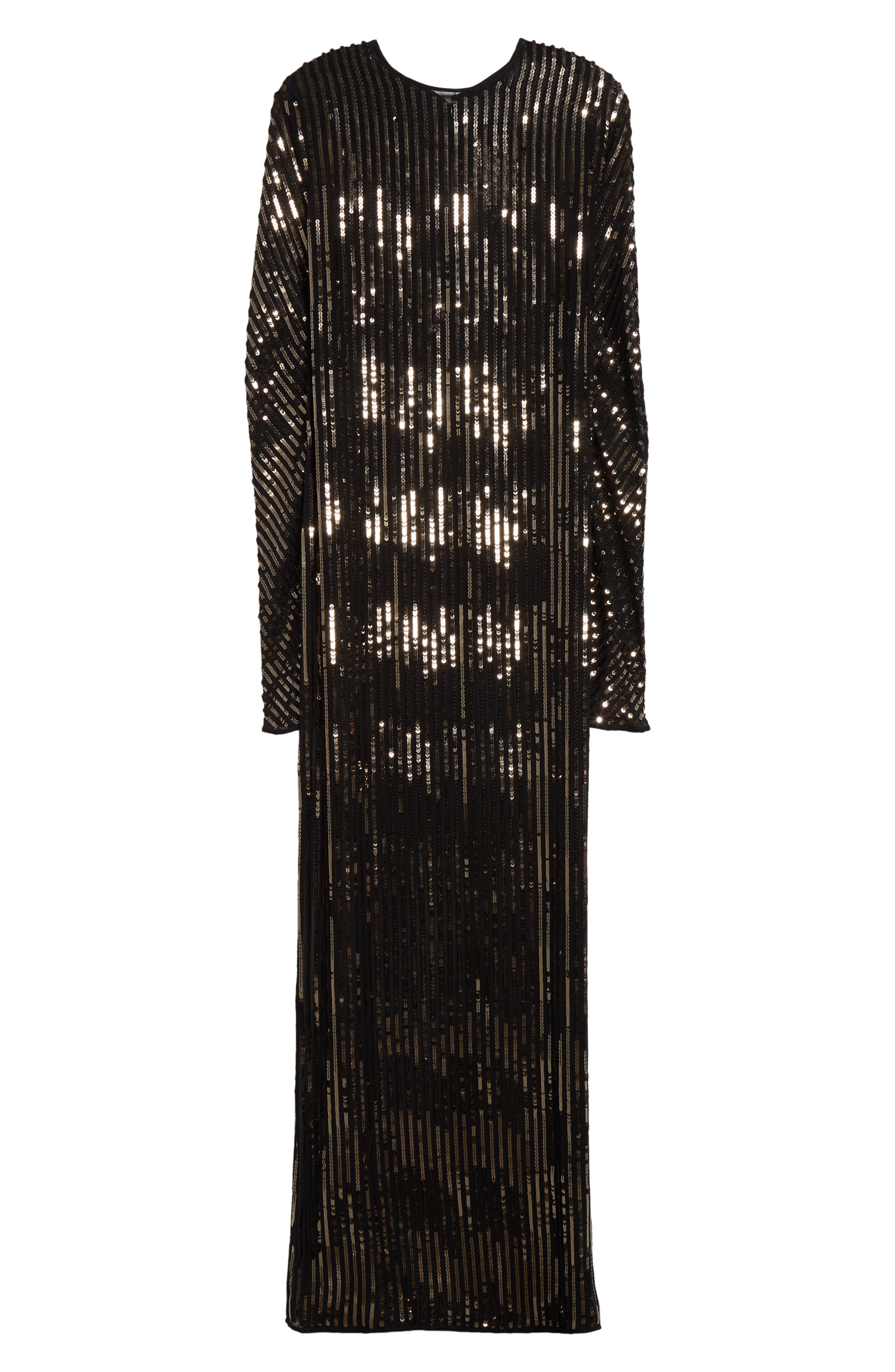 Johanna Ortiz Actitud Nautica Sequin Long Sleeve Tunic Dress in Black/Dark Gold at Nordstrom - 5