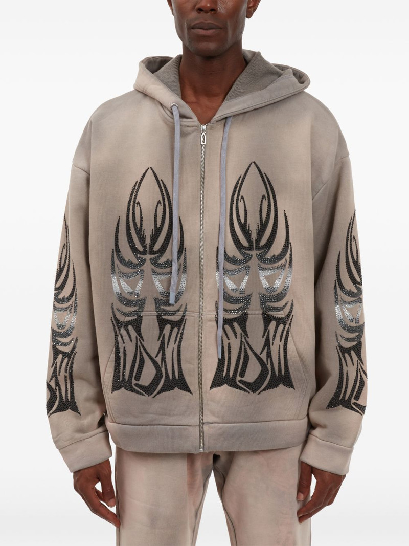 WHO DECIDES WAR embellished zip-up hoodie outlook