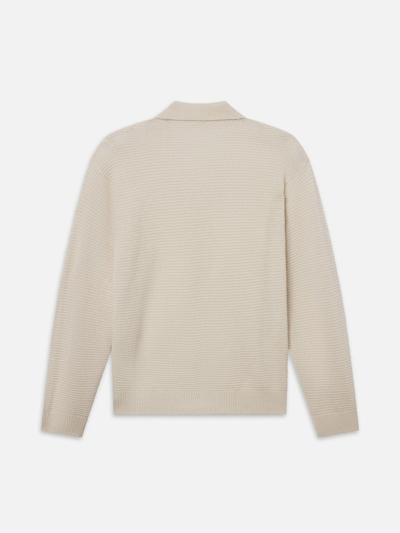Textured Wool Cashmere Sweater in Warm White 3