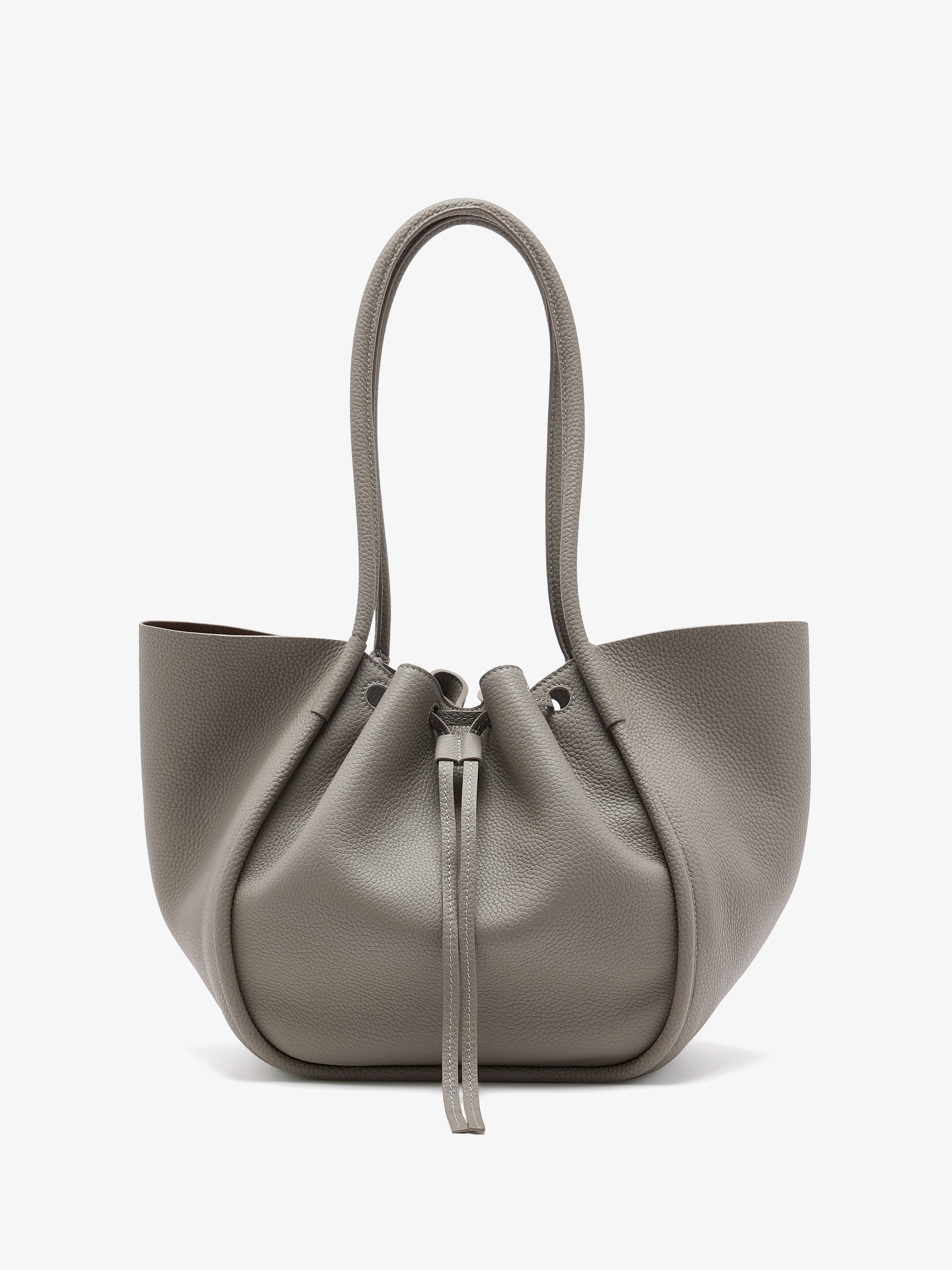 Large Ruched Tote in Soft Pebbled Calf - 4