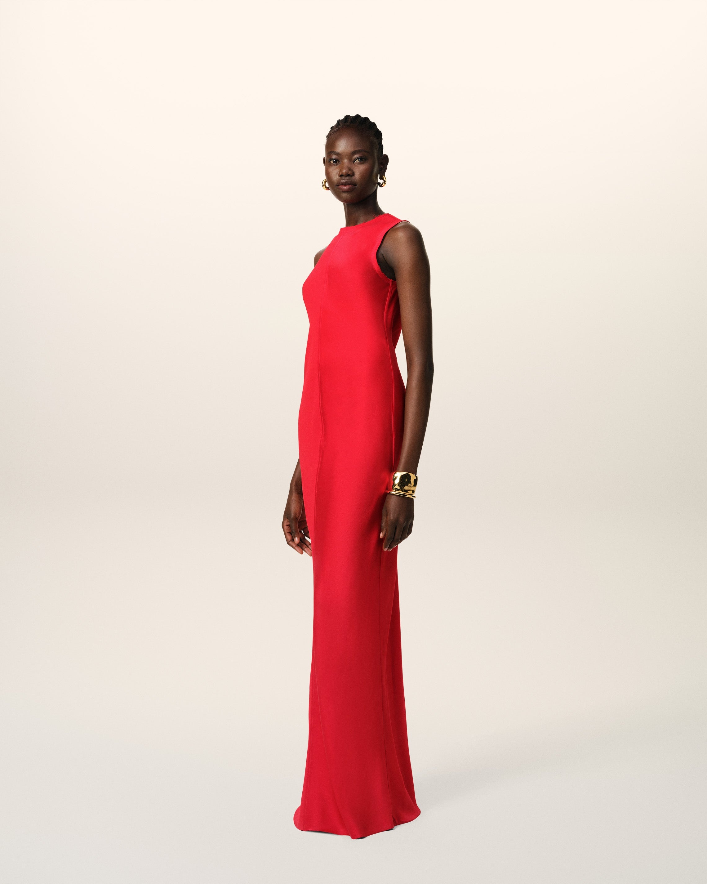 RED LONG STRAIGHT DRESS - 6