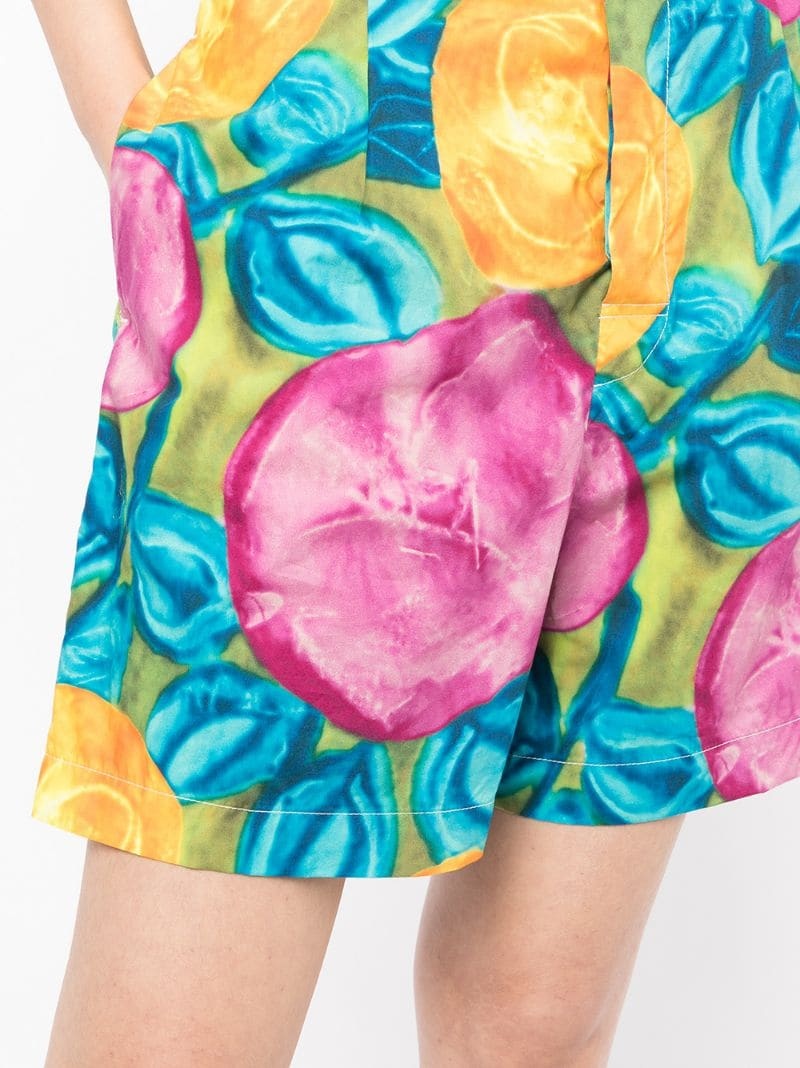 floral-print belted-waist shorts - 5