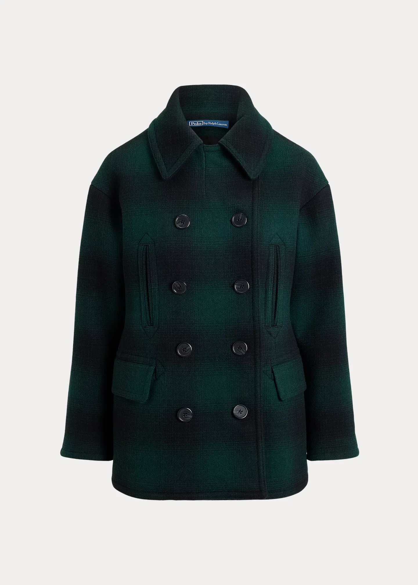 Sculpted Plaid Wool-Blend Peacoat - 1