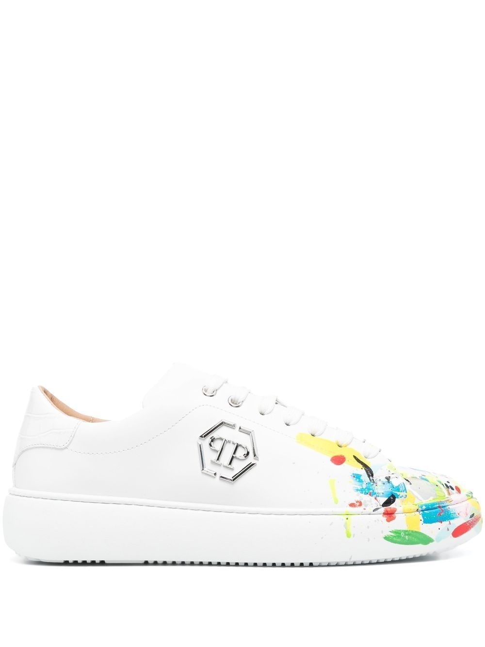 paint splatter-print lace-up sneakers - 1