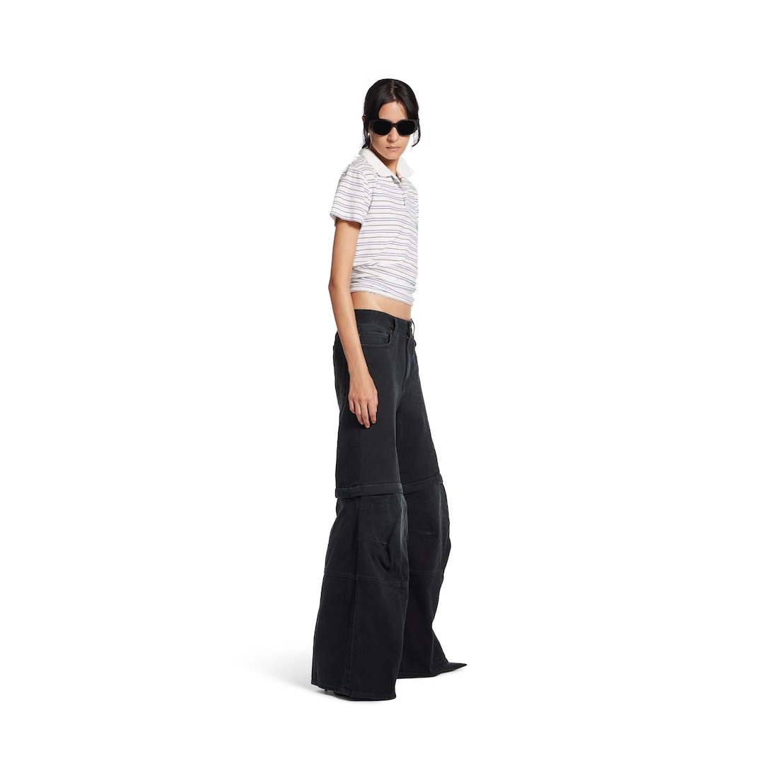 Women's Flared Cargo Pants in Black - 3