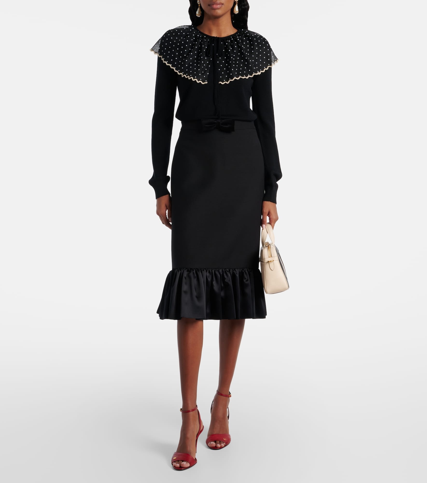 Tulle-trimmed wool sweater - 2