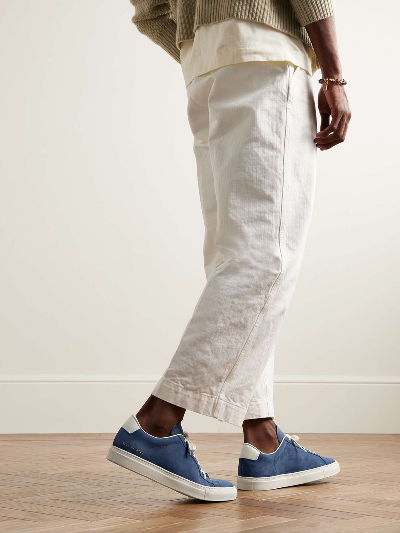 Common Projects Retro Leather-Trimmed Nubuck Sneakers outlook