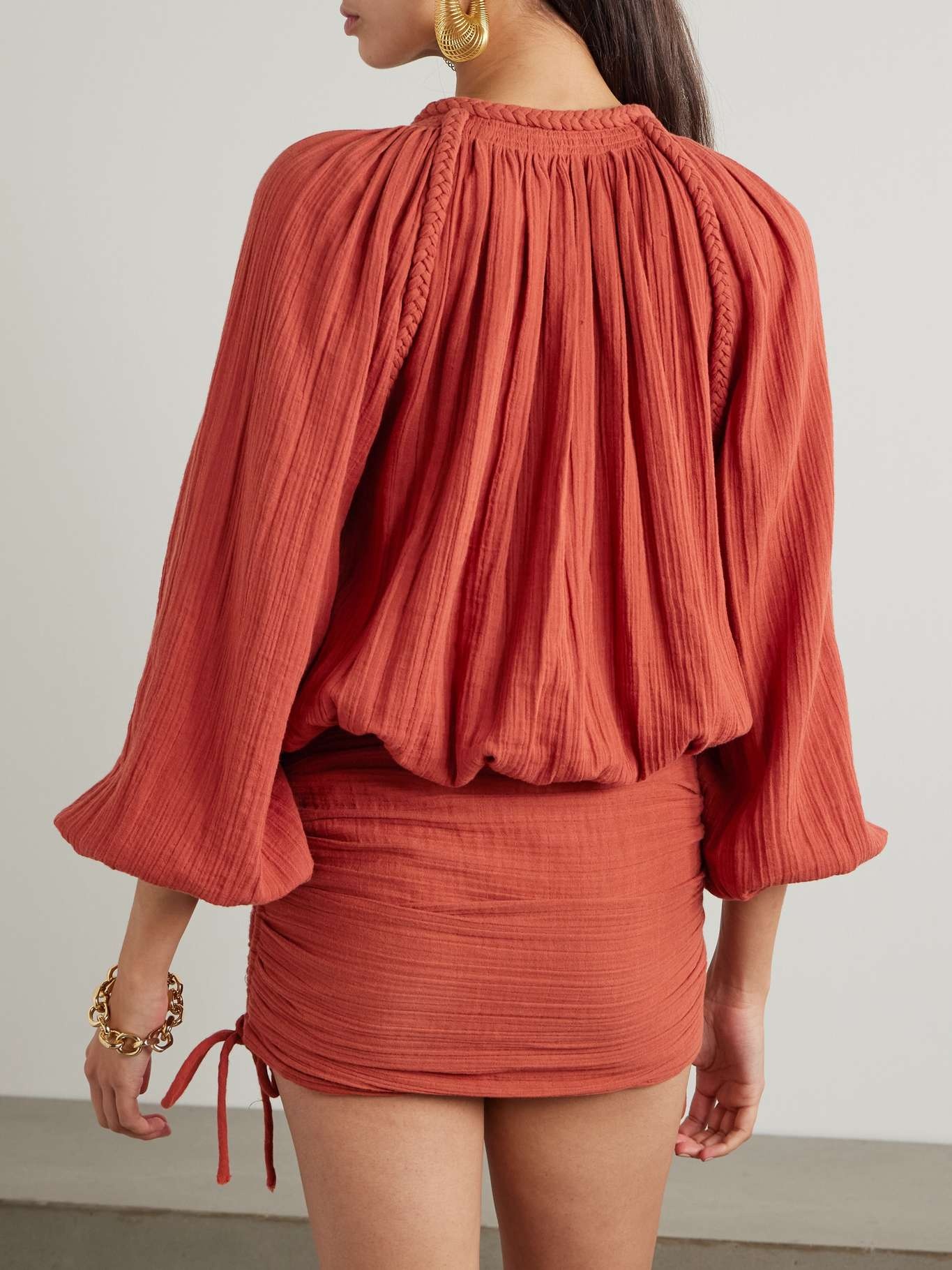 Isabel Marant Jaoni braided gathered cotton mini dress