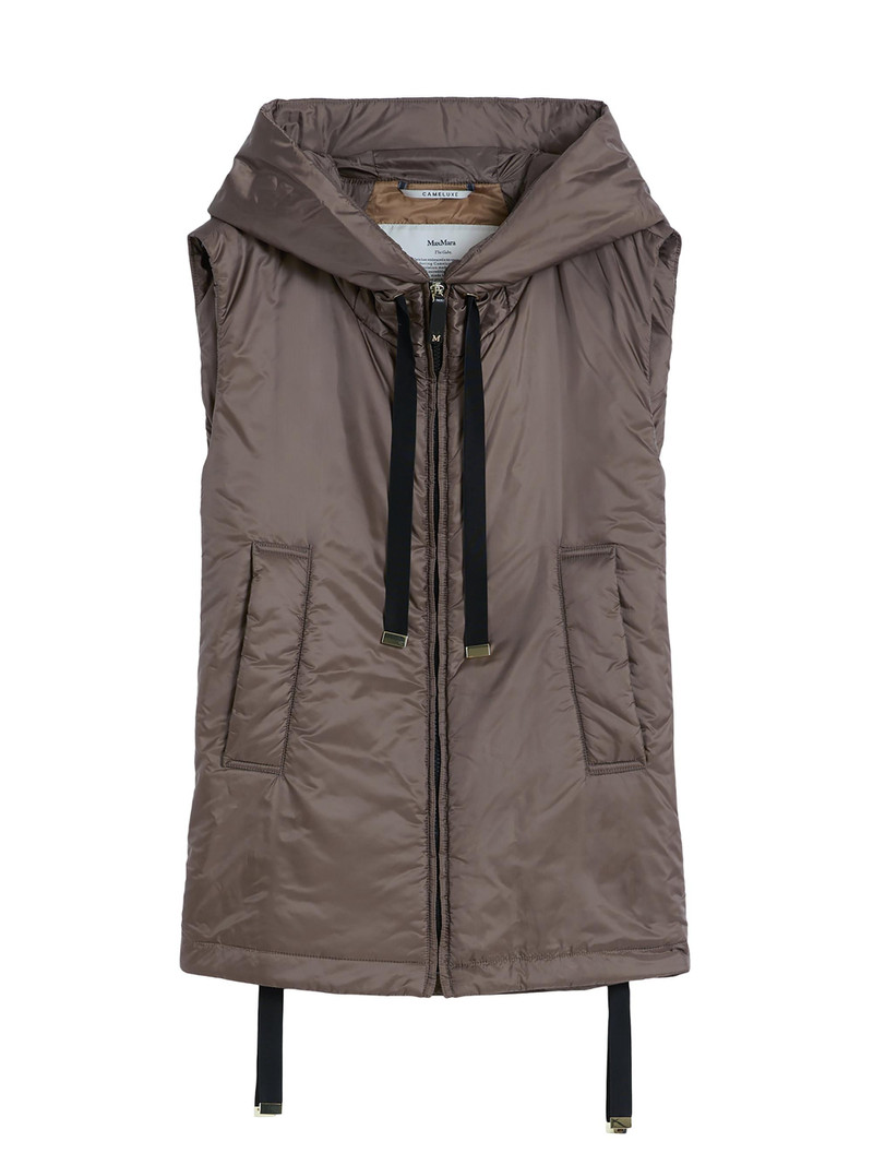 Women's Padded Hooded Gilet in Water Repellent Canvas - Hazelnut Brown 1