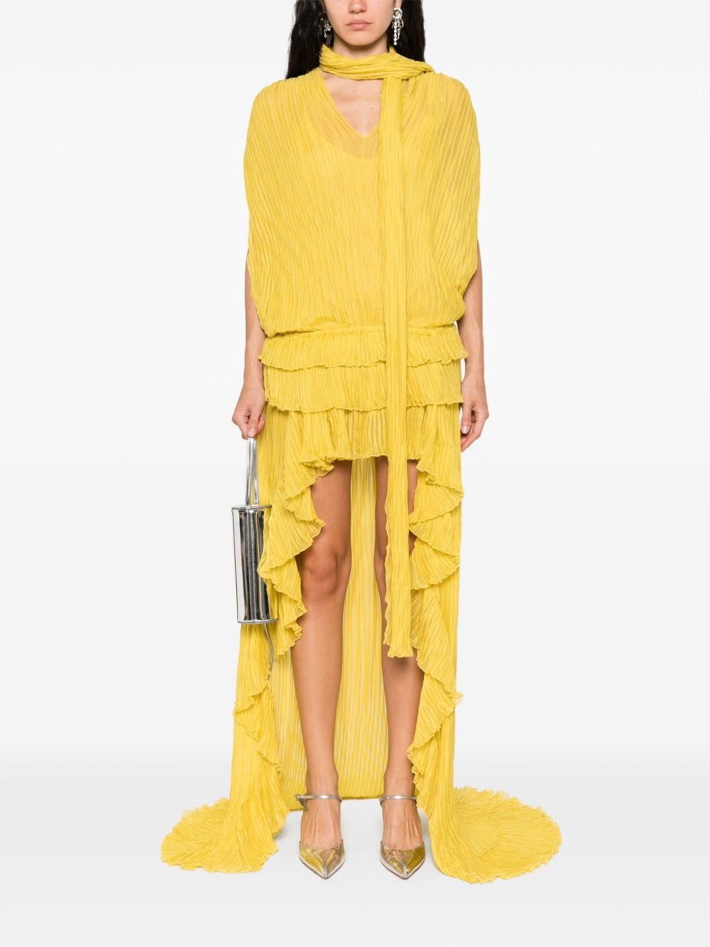 pleated asymmetric midi dress - 2