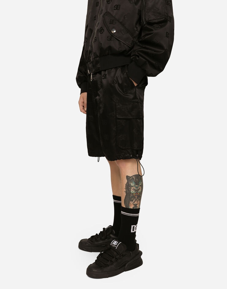 Satin jacquard cargo shorts with DG Monogram detail - 4