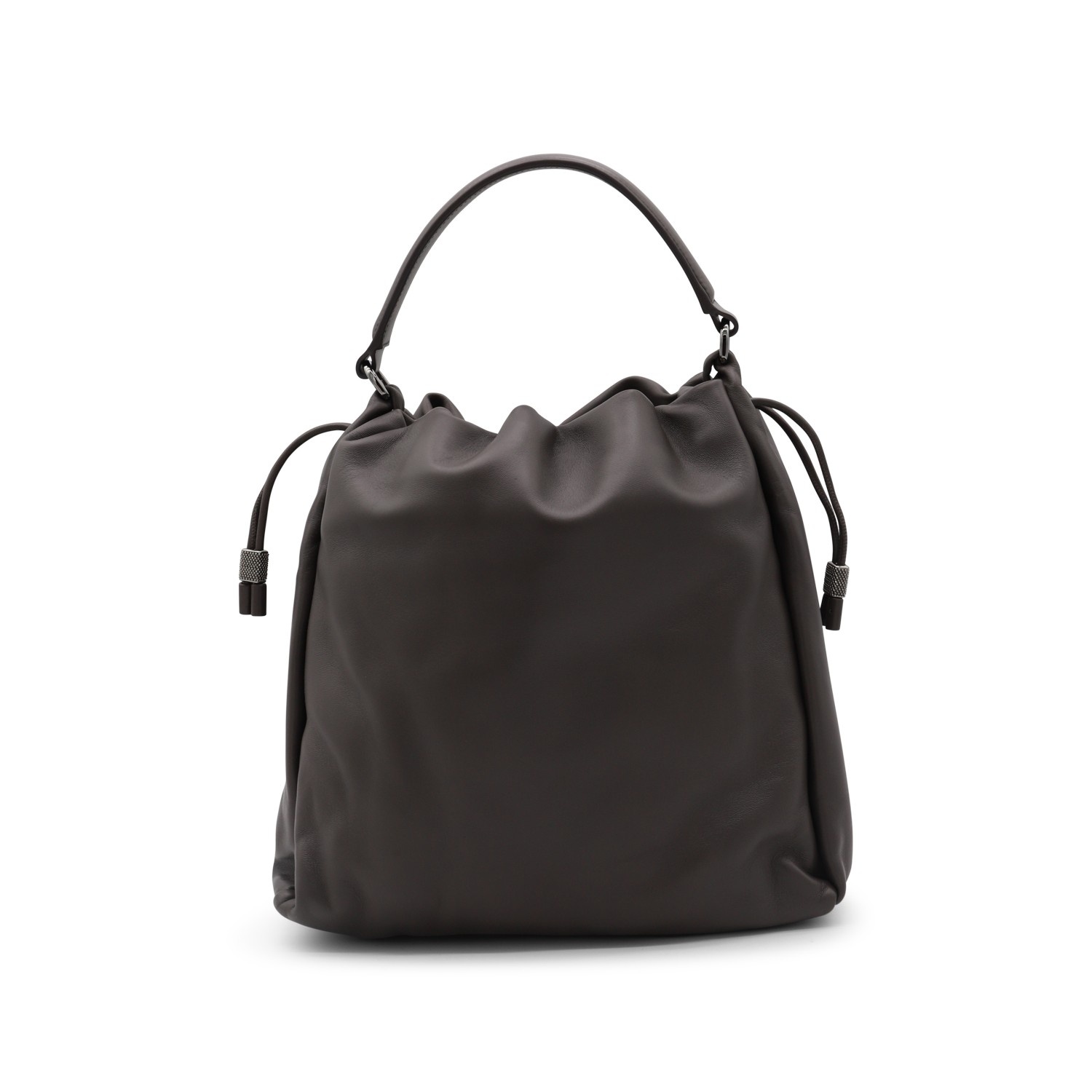 Brunello Cucinelli DARK GREY LEATHER CROSSBODY BAG