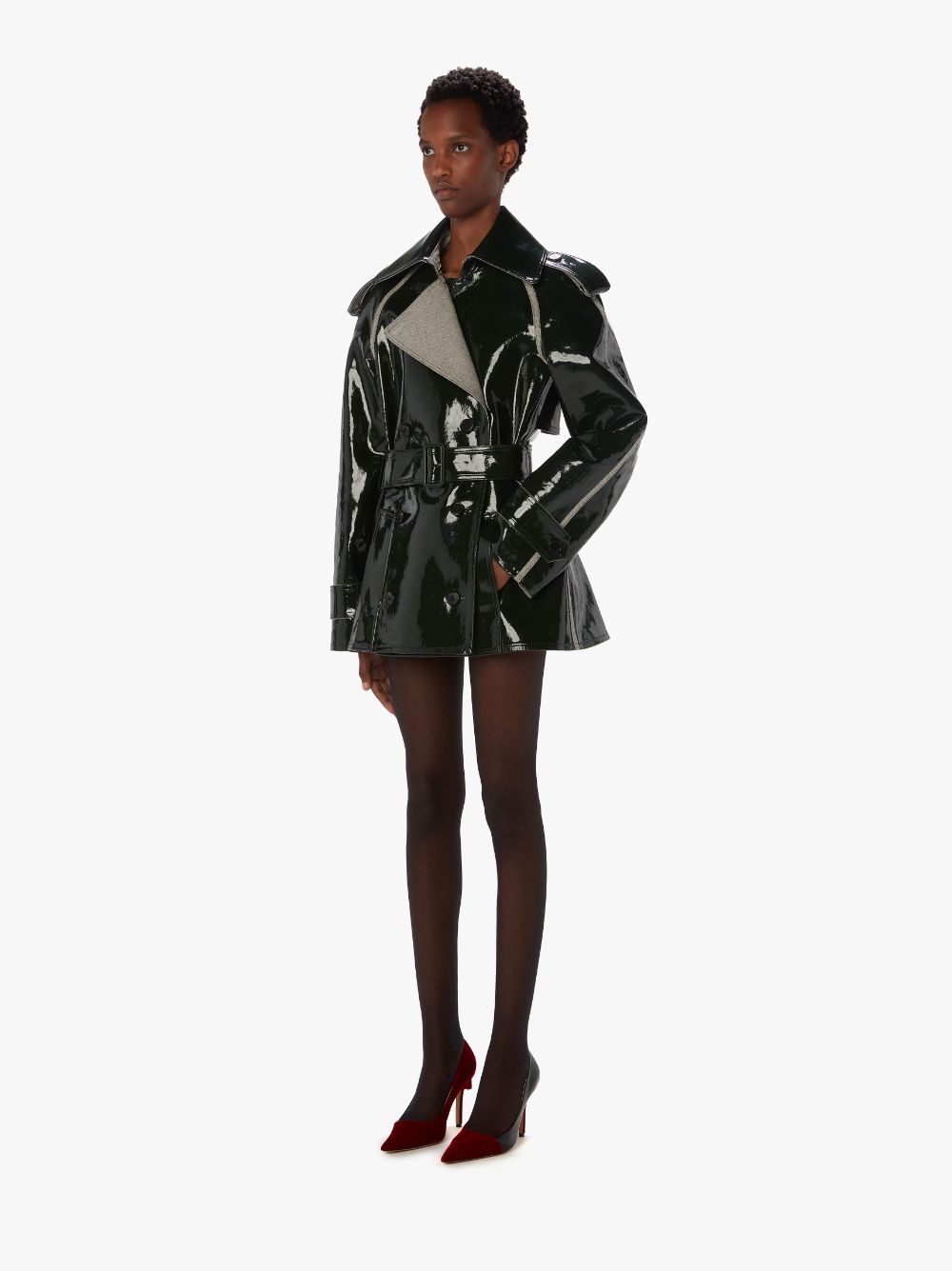COATED DENIM SHORT TRENCH JACKET - 4