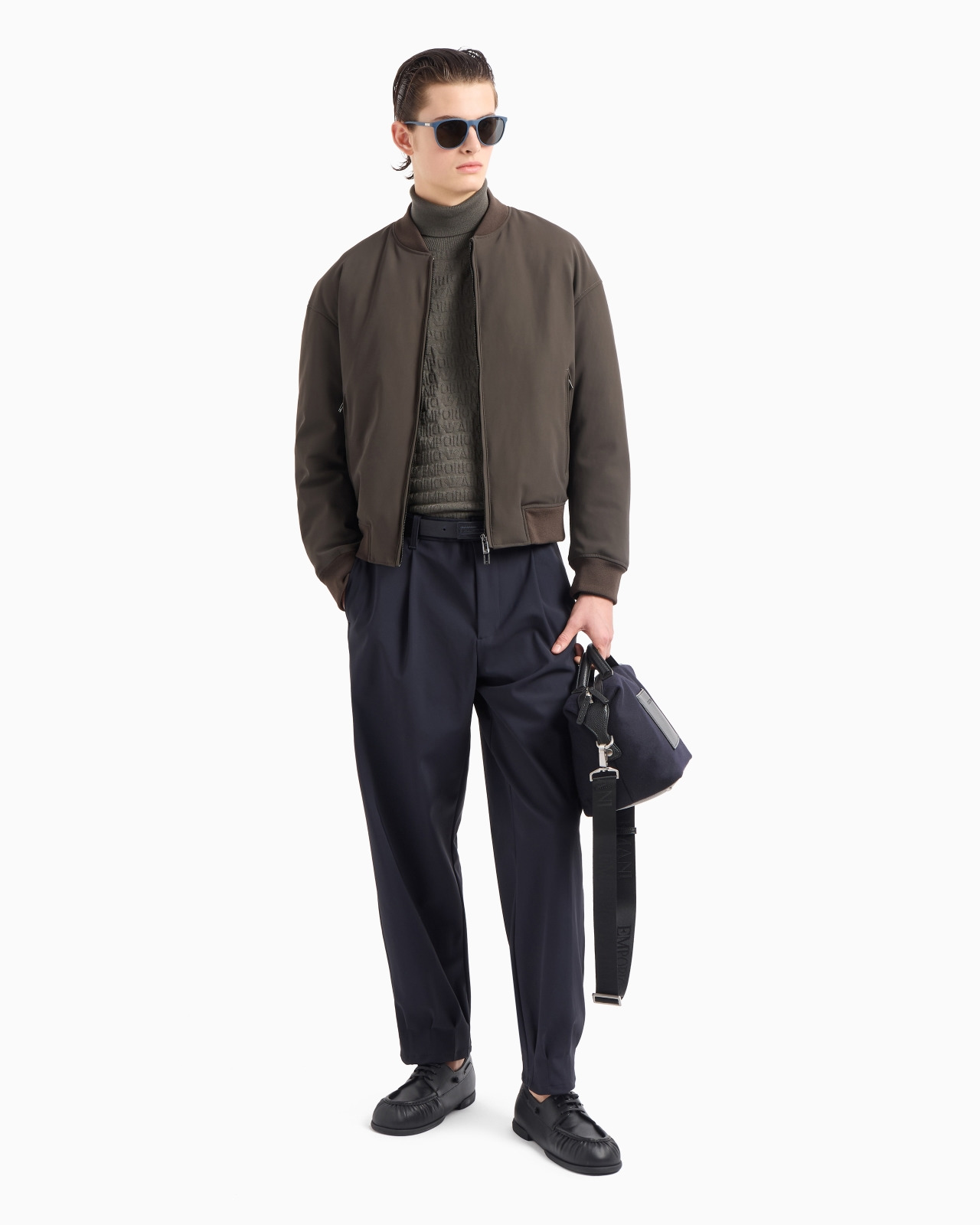 Zipped bomber jacket in technical stretch nylon - 4