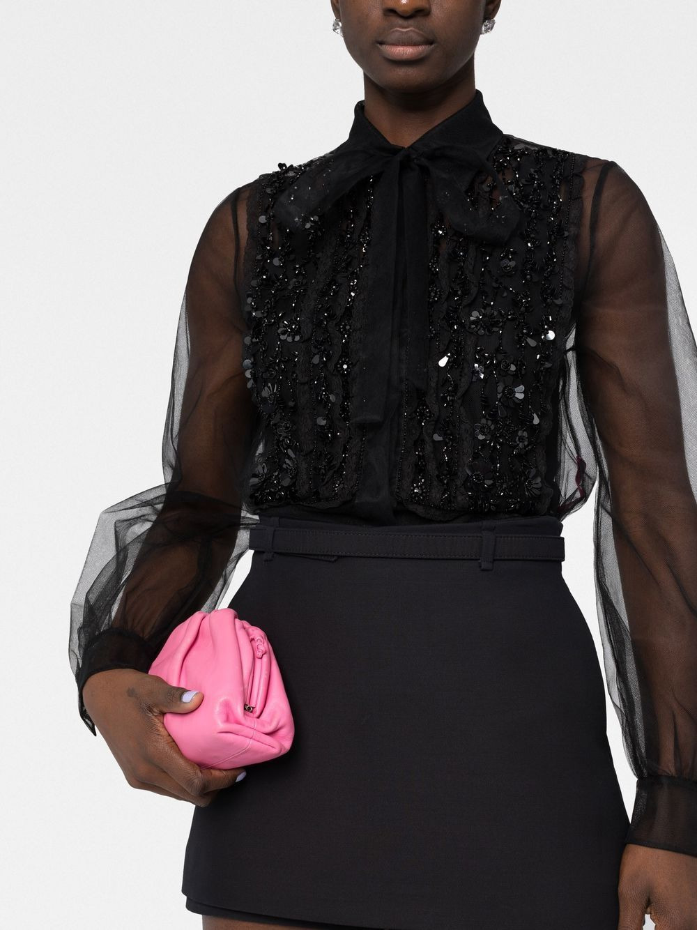 lace-embroidered sheer top - 3