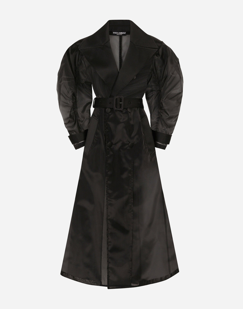 Technical organza trench coat with gathered sleeves 1