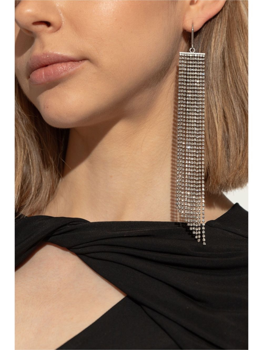crystal-embellished pendant earrings - 2