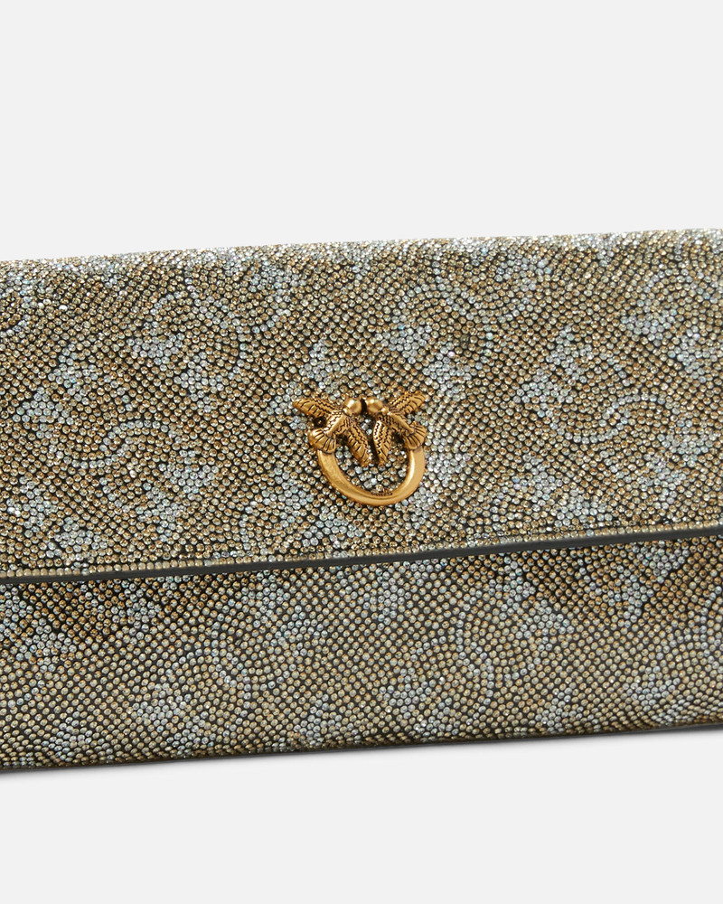 FULLY RHINESTONED LEATHER WALLET WITH SHOULDER STRAP 3