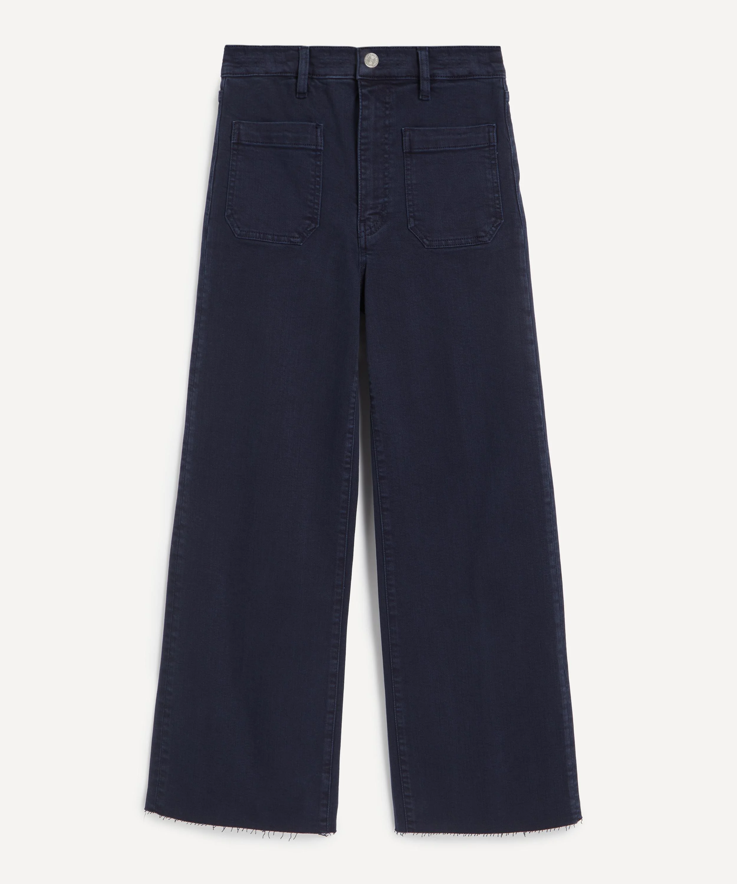 The Anchor High-Rise Wide Jeans in Navy Raw Fray - 1