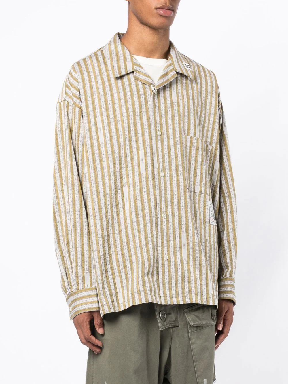 striped logo-patch detail shirt - 3