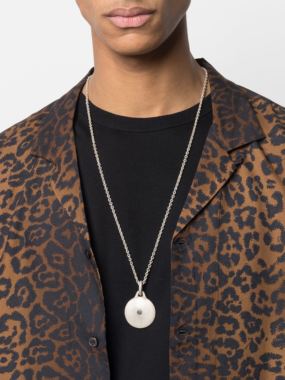 Disk diamond-encrusted necklace - 2