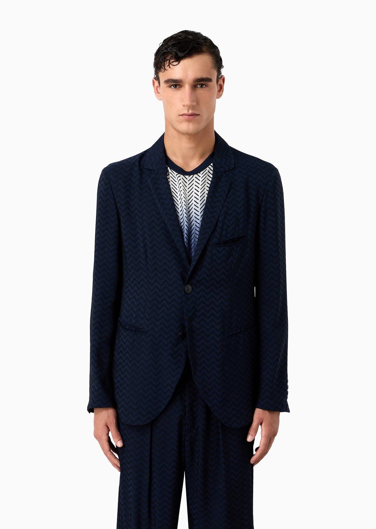 ASV jacquard viscose and cupro single-breasted jacket - 2