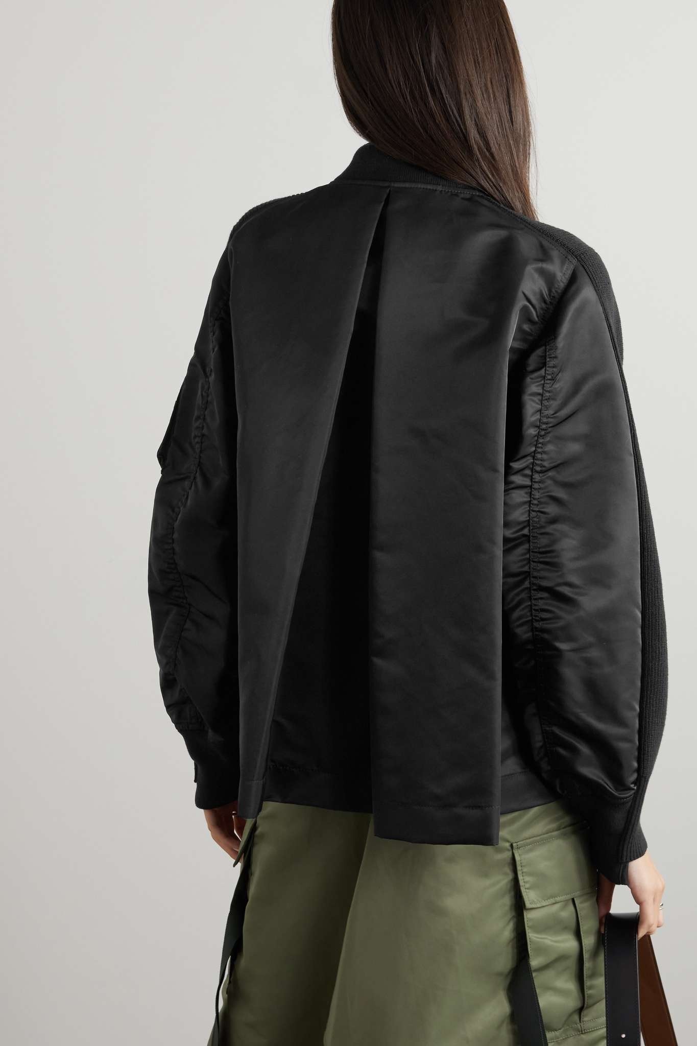 Oversized paneled ribbed cotton-blend and shell jacket - 4