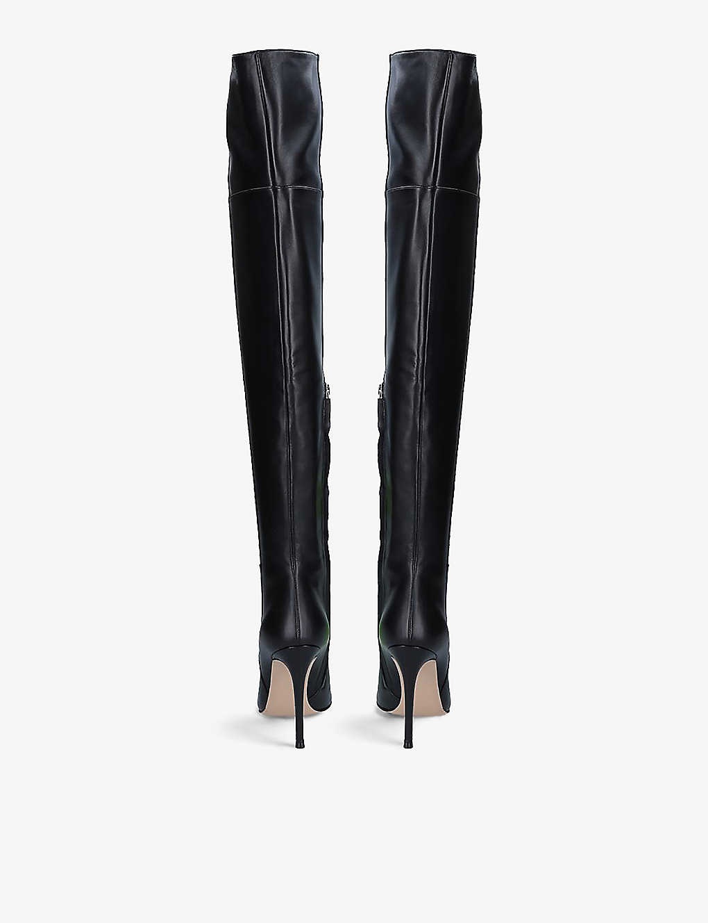 Gianvito Rossi Bea Cuissard pointed-toe leather over-the-knee