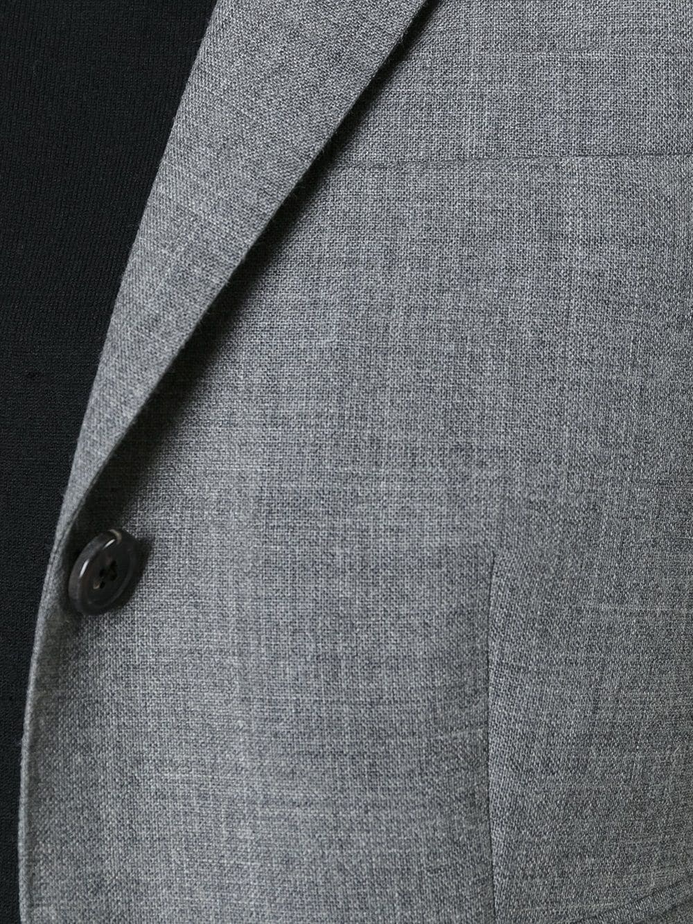 Classic Single Breasted Sport Coat In Medium Grey 2-Ply Wool Fresco - 5