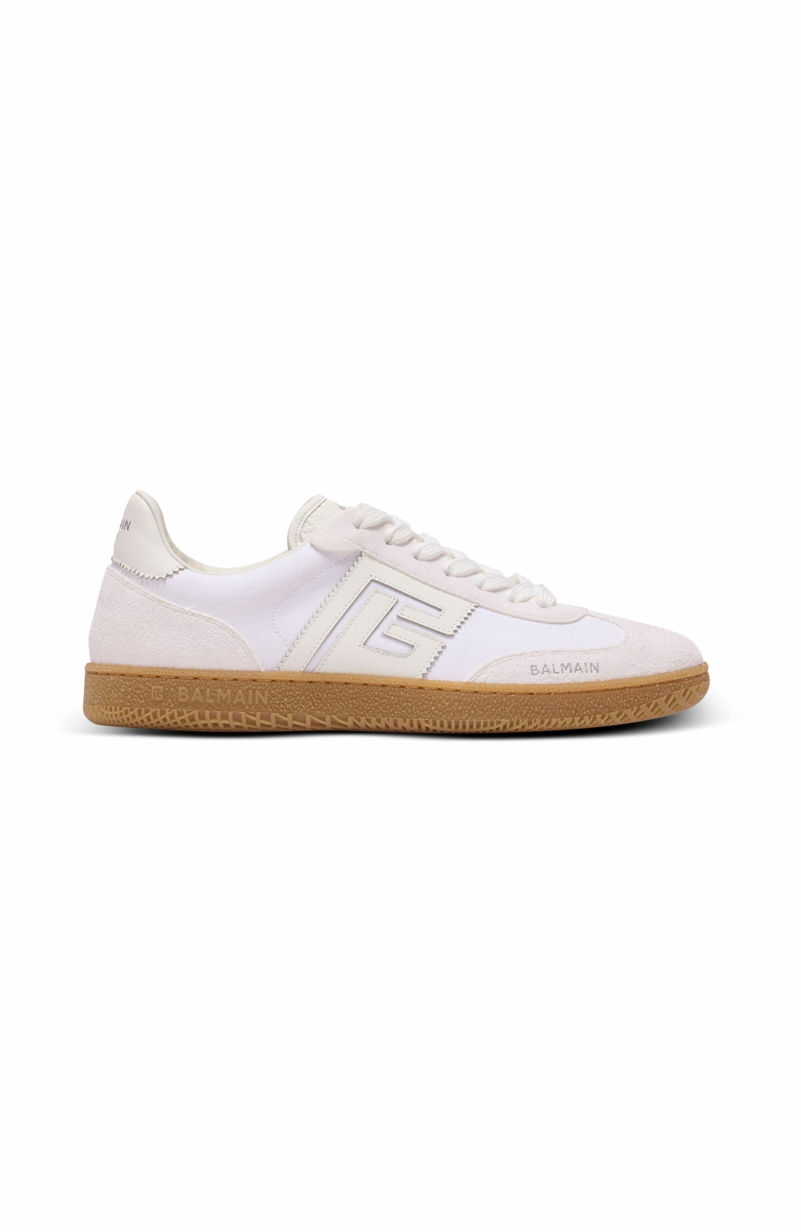 Leather and canvas Balmain Swan trainers in White at Nordstrom - 4