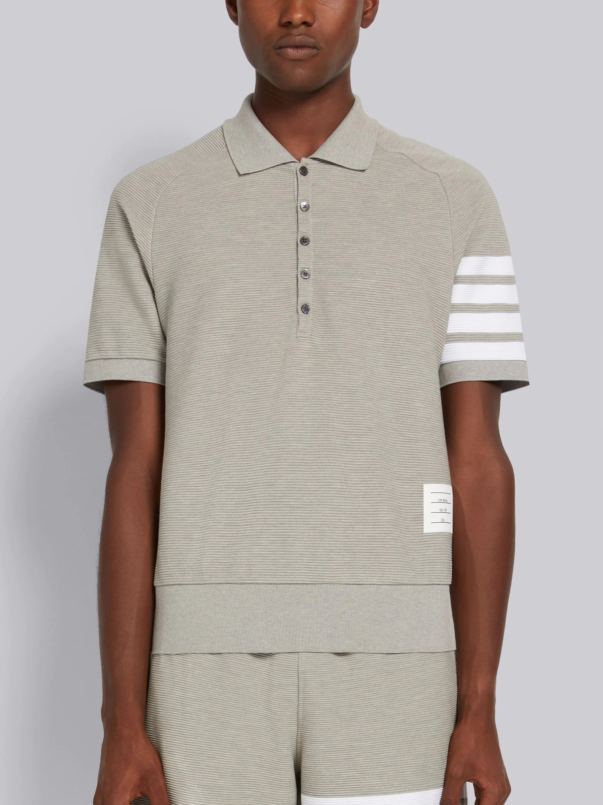 Thom Browne Off-White 4-Bar Long Sleeve Polo