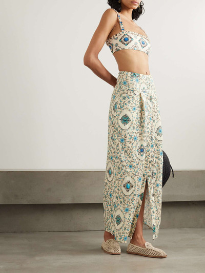 Agua by Agua Bendita + NET SUSTAIN embellished printed linen maxi skirt outlook