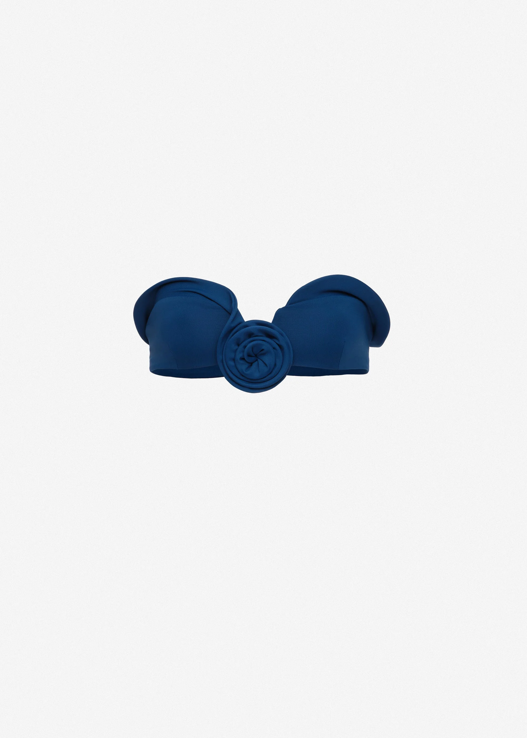 Sculptural bandeau swim top in blue - 1