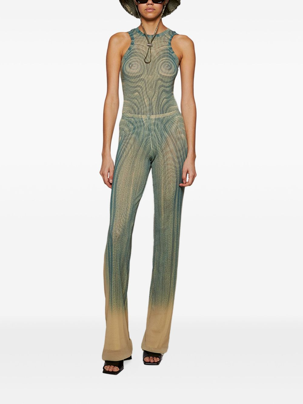 spiral-print mesh bodysuit - 2