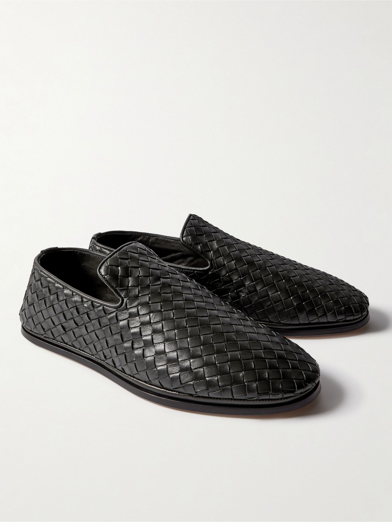 Intrecciato Full-Grain Leather Slippers Dark green - 4