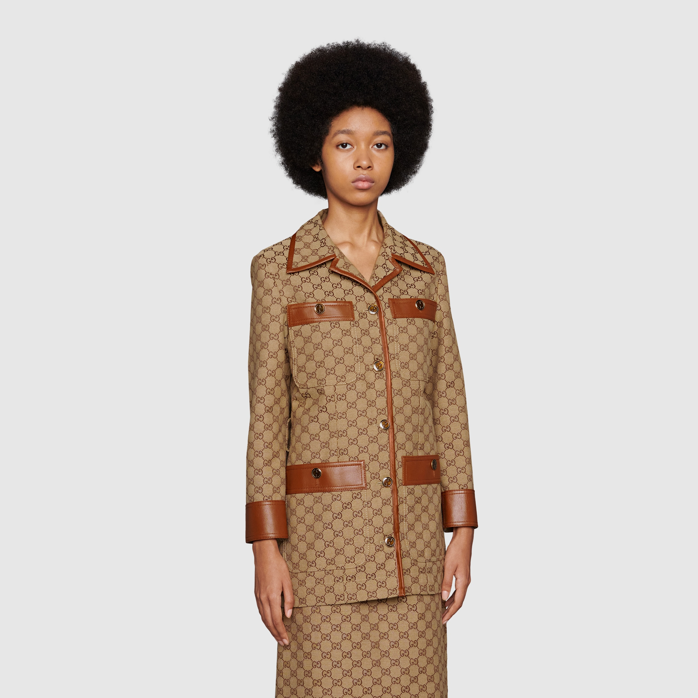 GG canvas jacket with Web belt - 4