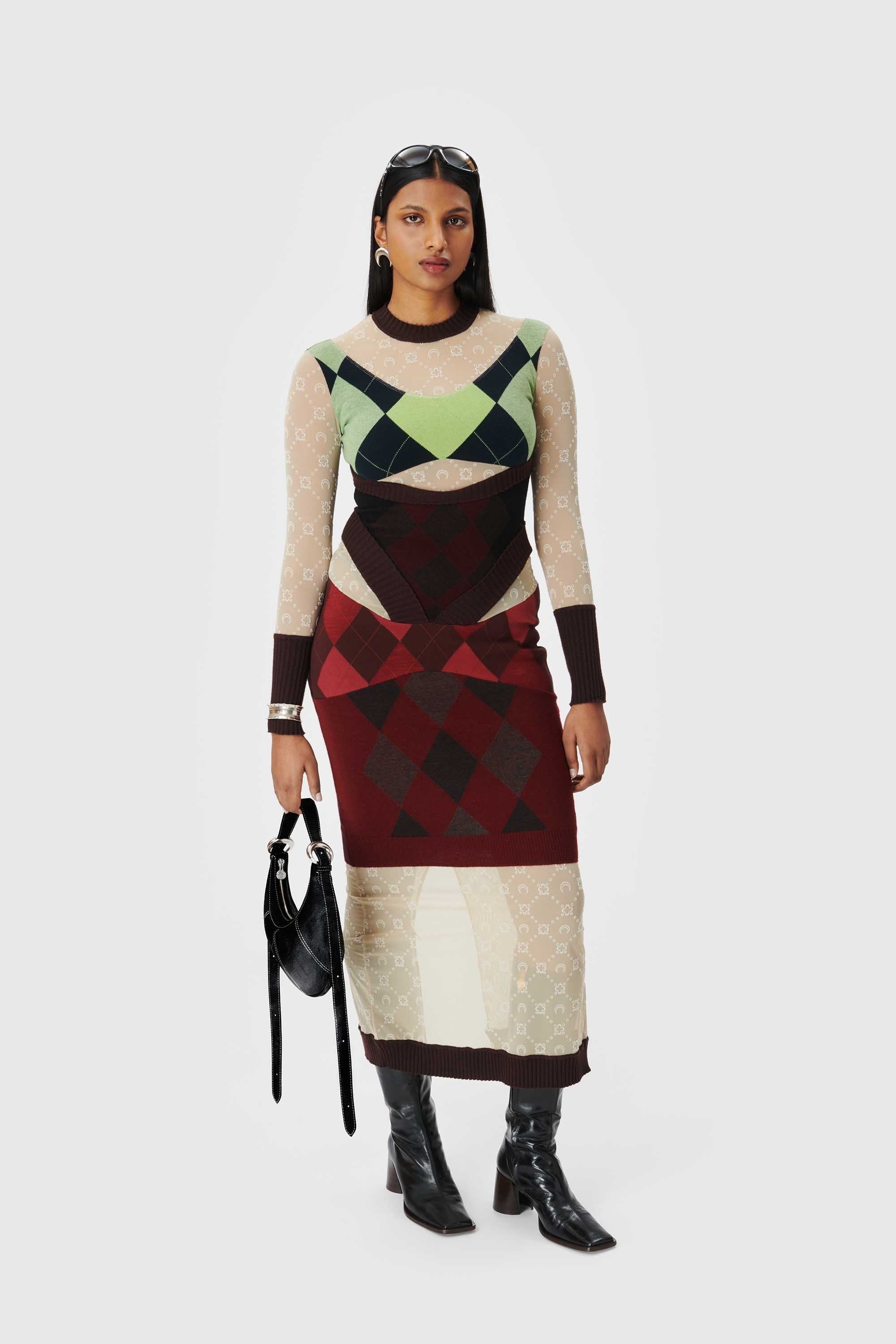 Regenerated Lozenge Knit Fitted Dress - 2