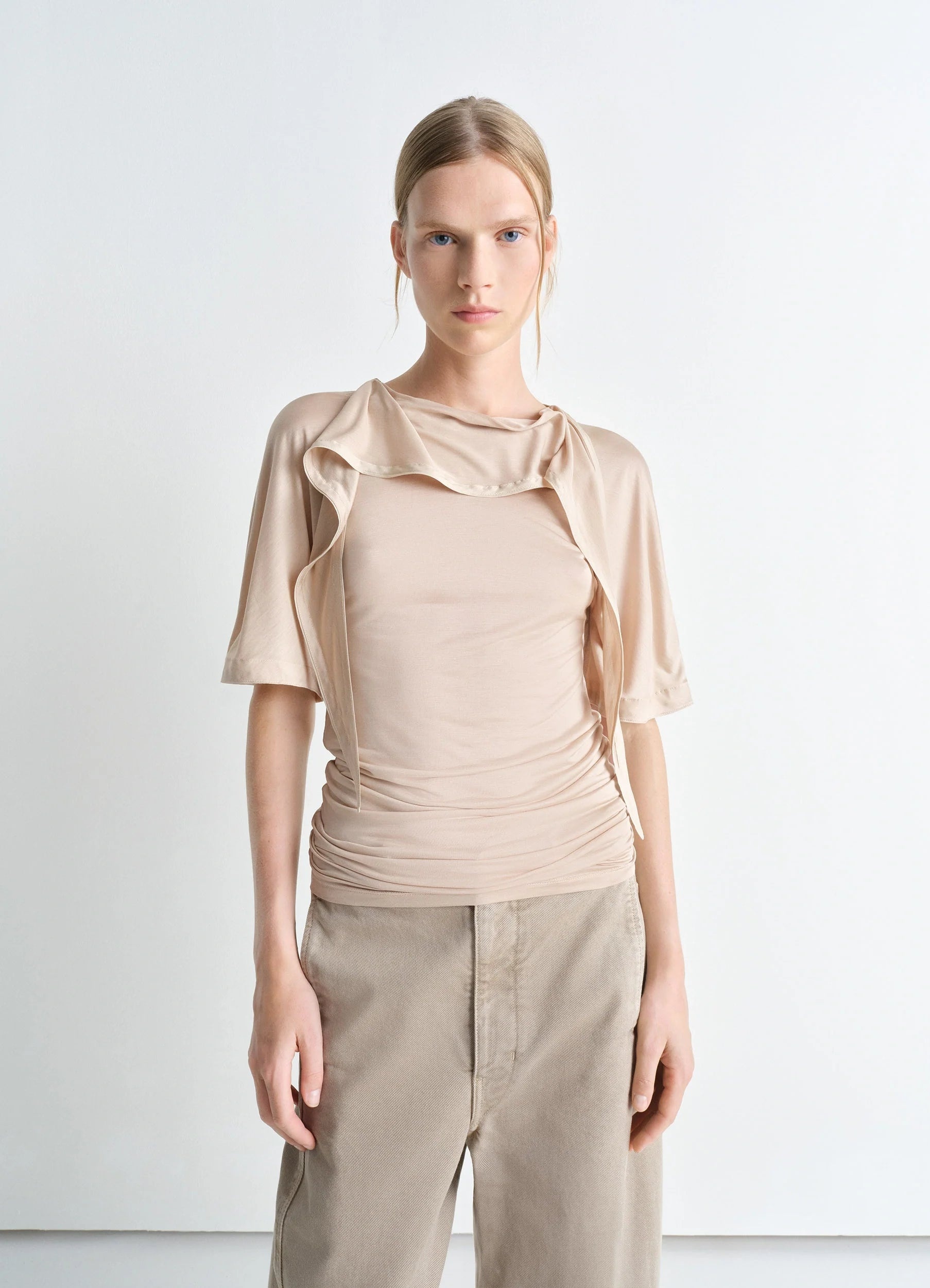 SHORT SLEEVE FOULARD TOP - 2
