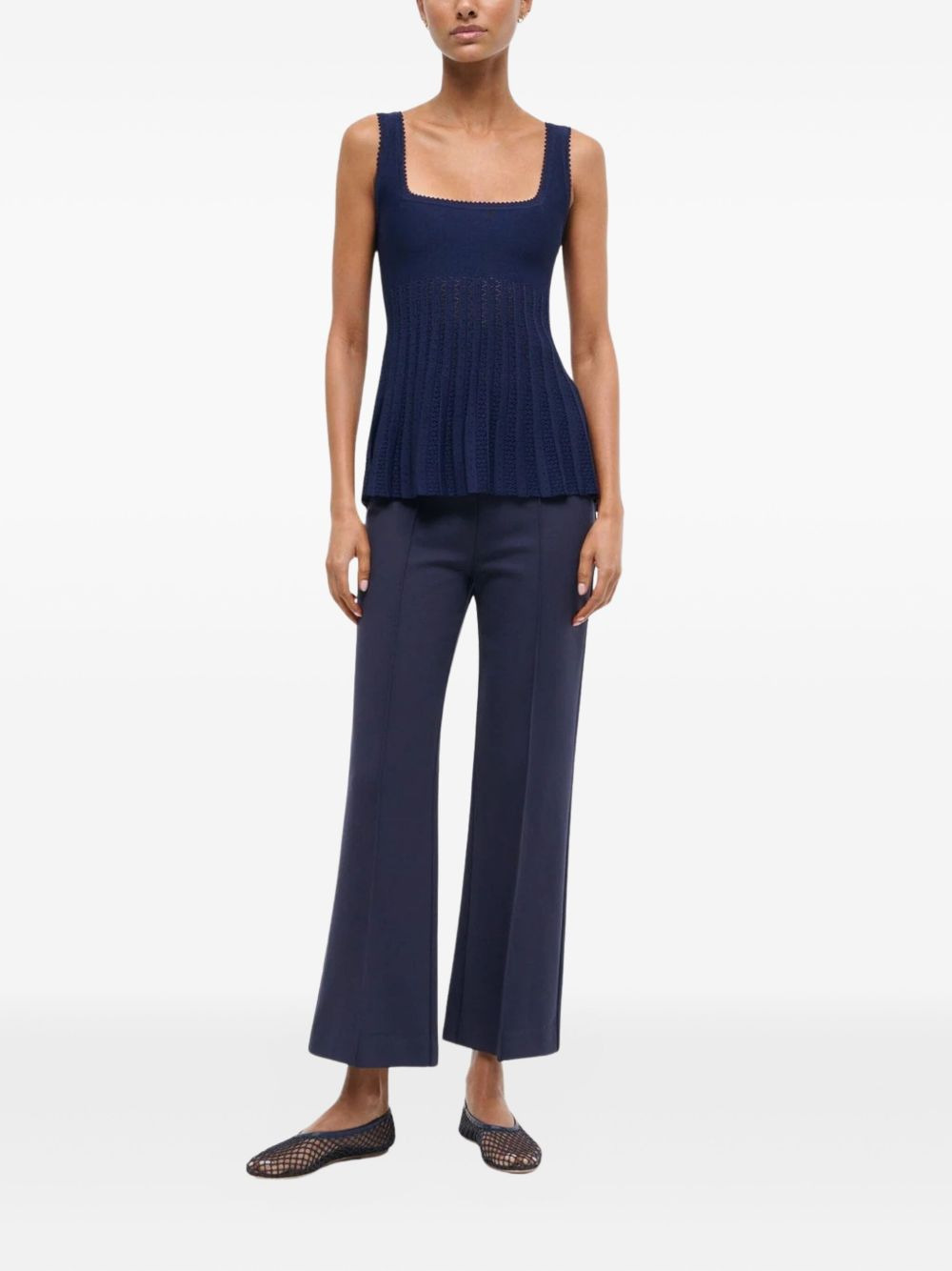 square-neck pleated top - 2
