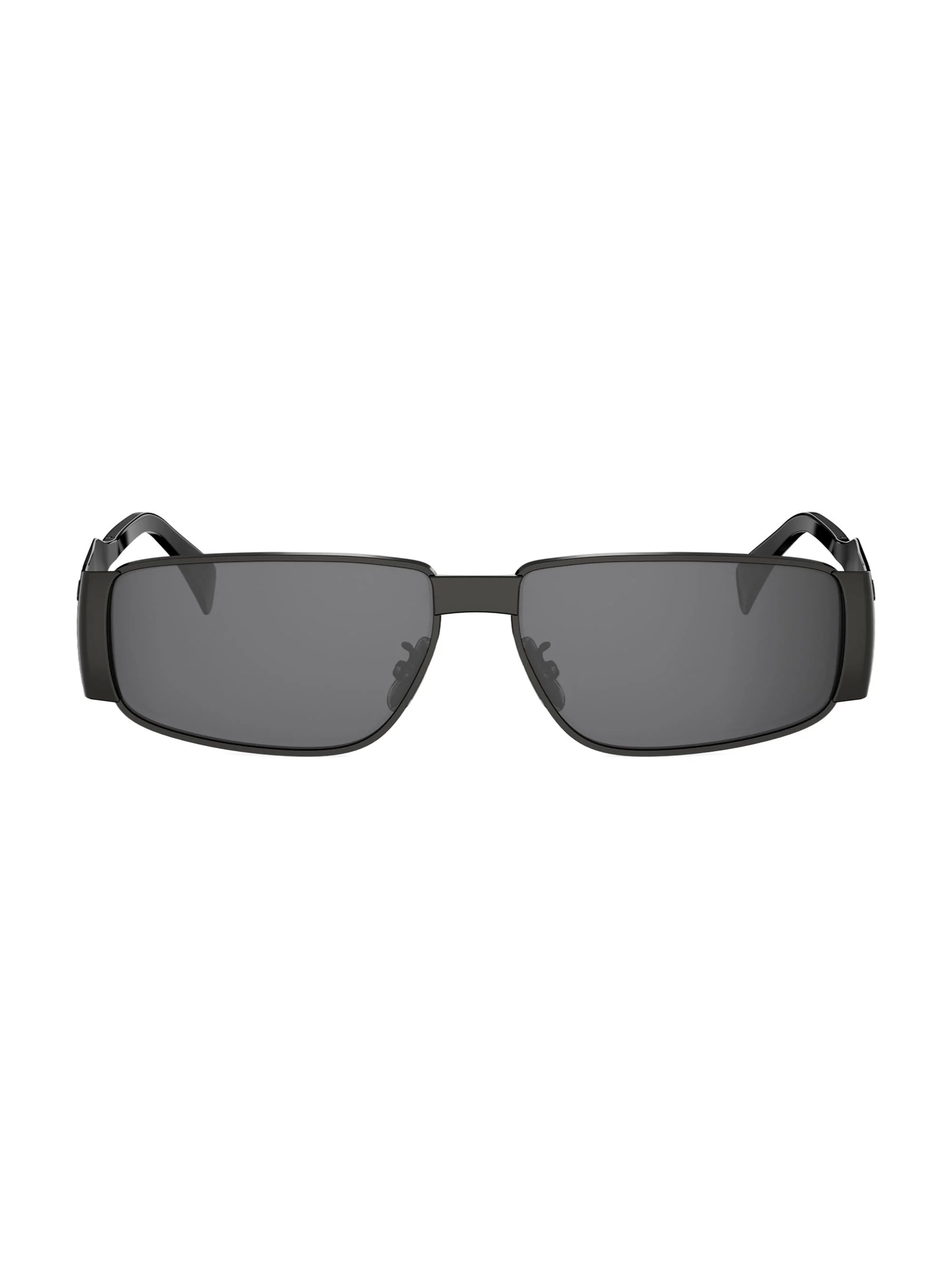 Men's Metal Triomphe 59MM Rectangular Sunglasses - Shiny Ruthenium And Smoke - 1
