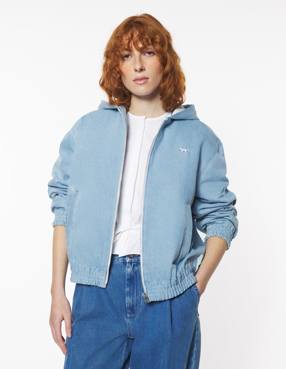 ZIPPED HOODED DENIM BLOUSON - 3