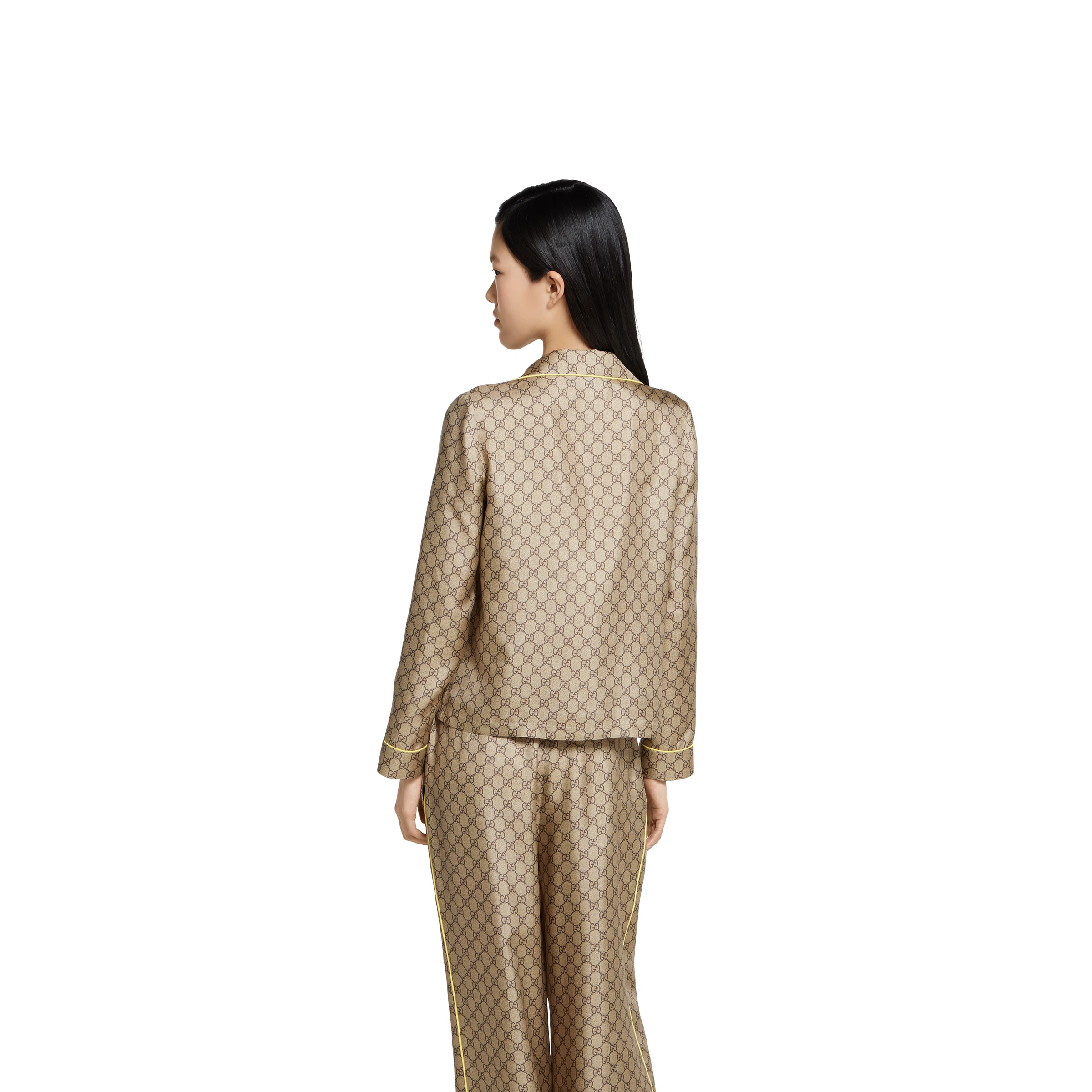 GG silk twill shirt with print - 4